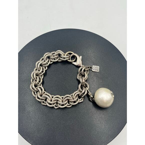 John Wind Sorority Gal Large Cotton
Pearl Thick Double Chain Link Bracelet 8" - Picture 5 of 8